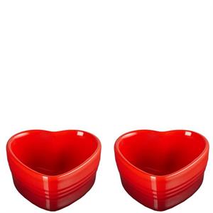 Le Creuset Stoneware Set of Two Cerise Heart Ramekin 300ml